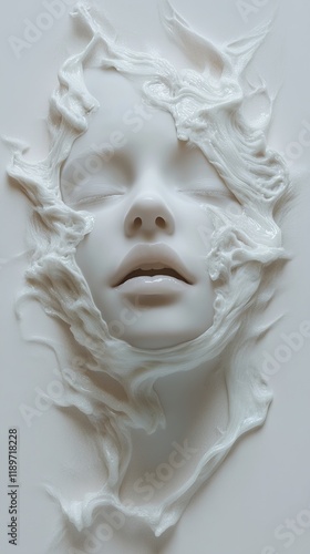 Wallpaper Mural Serene Face: An Abstract Digital Sculpture Torontodigital.ca