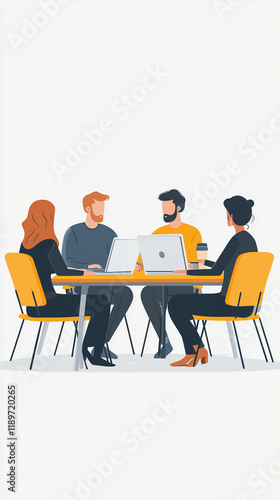 Group of people sitting at a table with their laptop.