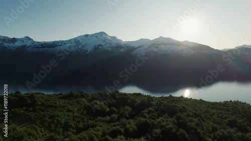 Sun falling over the lagoon in 
Los Alerces National Park. 