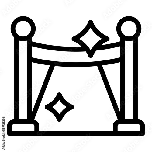 Red carpet with stanchion outline icon ideal for prestigious events and celebrations