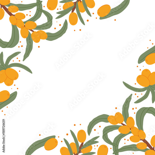 Sea buckthord square frame template