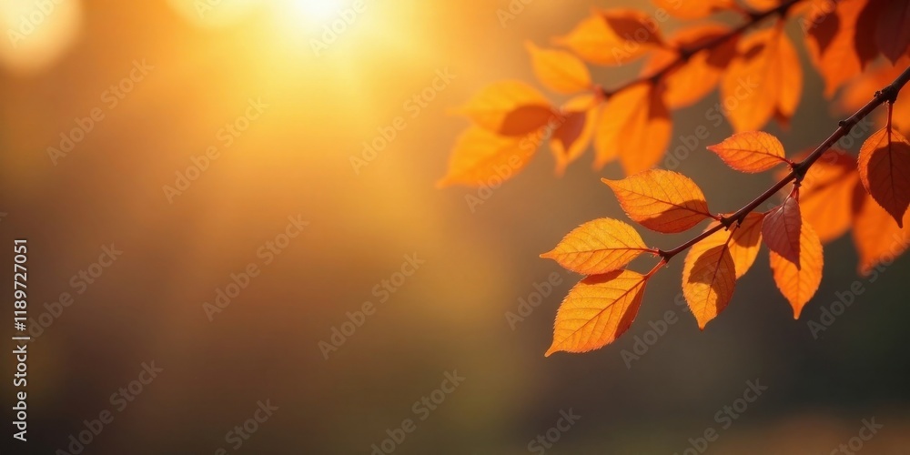 Golden autumn leaves illuminated by the warm glow of a setting sun, creating a tranquil and serene scene. Golden autumn leaves illuminated by the warm glow of a setting sun, creating a tranquil and serene scene.