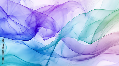 Colorful abstract smoke waves in purple, blue, and green