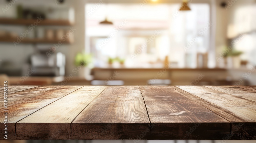 Rustic wooden table in a blurred cafe background. Rustic wooden table in a blurred cafe background.