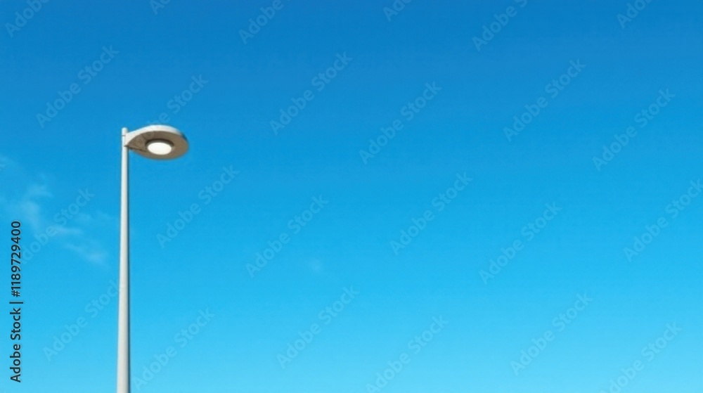 Single Light Pole Against a Vivid Azure Sky, a Simple and Clean Outdoor Scene Perfect for Backgrounds and Design Projects Single Light Pole Against a Vivid Azure Sky, a Simple and Clean Outdoor Scene Perfect for Backgrounds and Design Projects