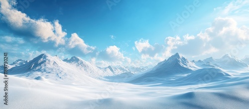 Wallpaper Mural Snowy mountain range, winter scene, cloudy sky, landscape Torontodigital.ca