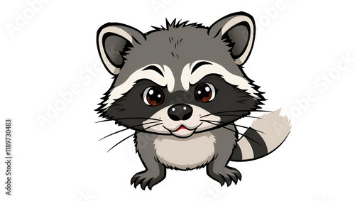 A cartoon raccoon representing mischief or wildlife on a white background. photo