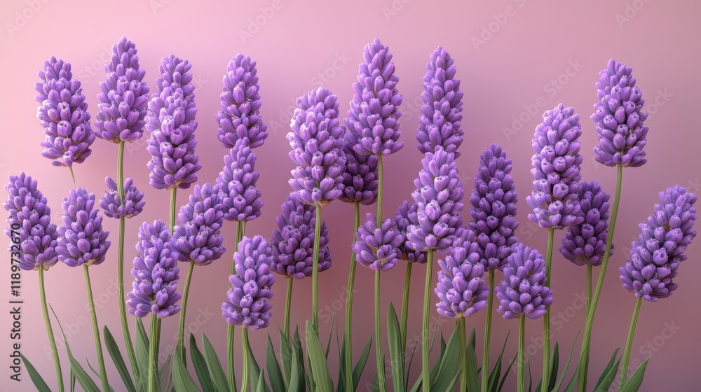 Naklejka premium Vibrant lavender blooms against soft pink background
