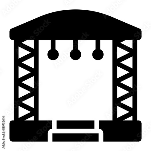 Concert stage glyph icon representing performance and event setups