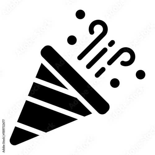 Party popper confetti glyph icon perfect for celebrations and events