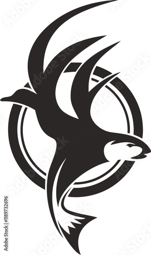 hunting Deer Duck and fish minimalist logo design	