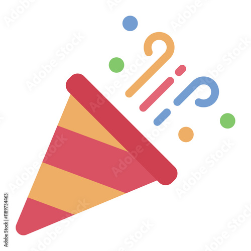 Party popper confetti flat icon perfect for celebrations and events