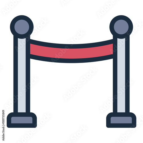 Barrier velvet rope with stanchion filled line icon representing event organization and venue decor