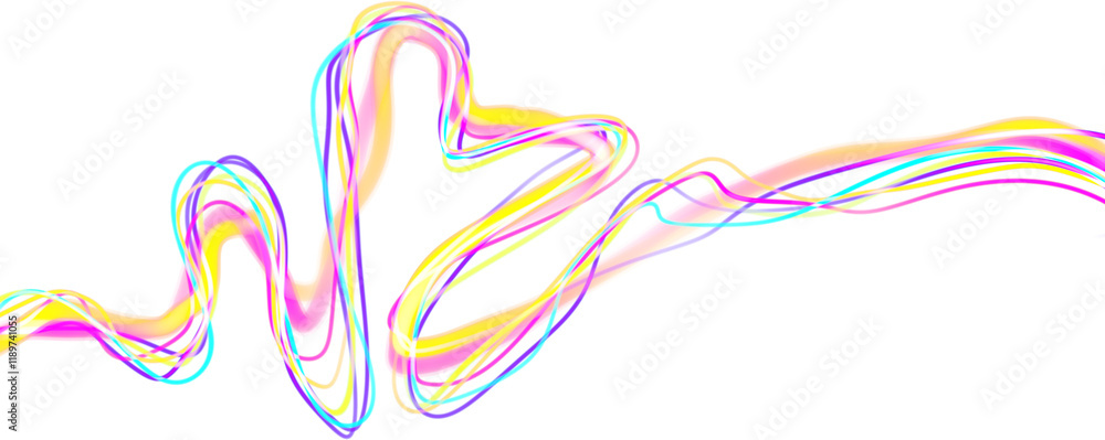 Obraz premium Rainbow Light Trails Photo Effect, PNG Light Rays, Neon Trails, Neon Lights