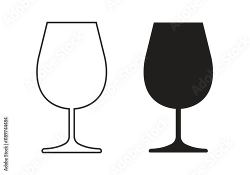 Vector Wine Glasses Icons. Wine Glasses Symbols