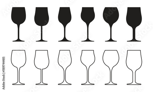 Vector Wine Glasses Icon Set. Wine Glasses Collection