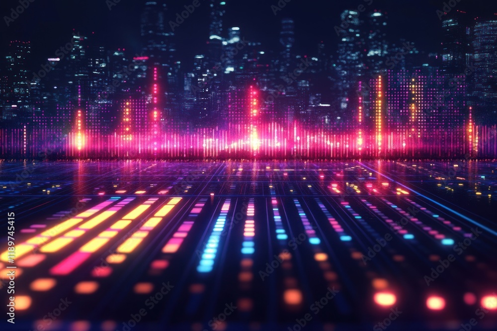 Vibrant Digital Soundscape with Colorful Equalizer and Neon Pulse Vibrant Digital Soundscape with Colorful Equalizer and Neon Pulse