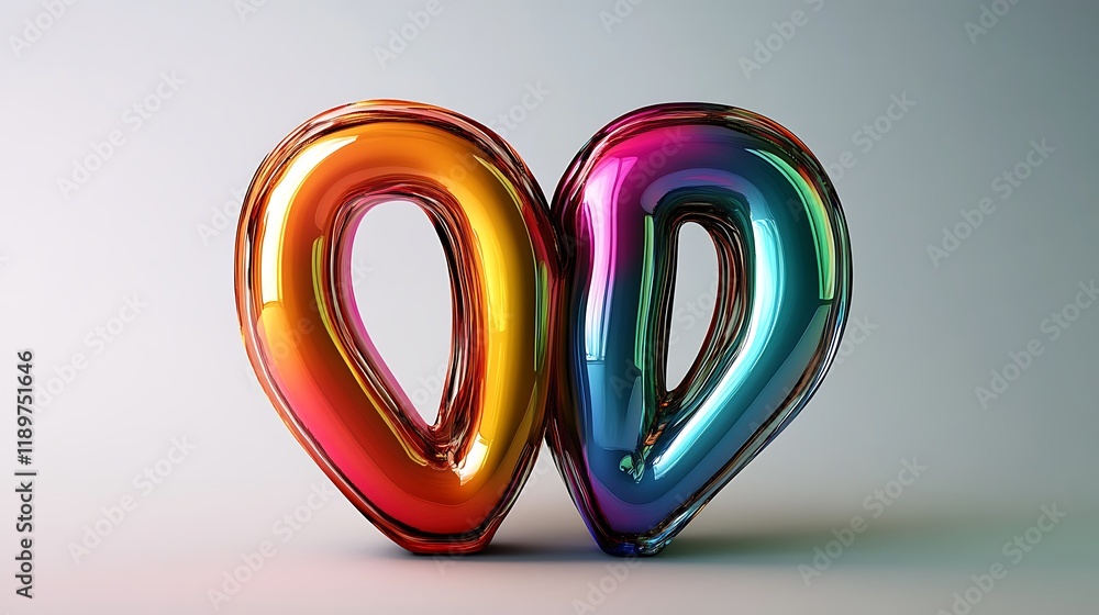 Abstract iridescent glass sculpture design Abstract iridescent glass sculpture design