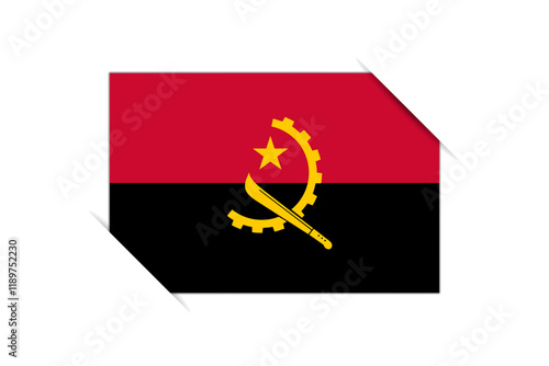 Angola flag - rectangle colorful flag representing a country cultural identity and heritage. The essence of national pride and unity. Attached by the corners in a paper album