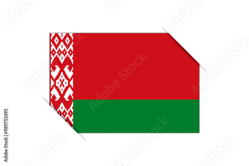 Belarus flag - rectangle colorful flag representing a country cultural identity and heritage. The essence of national pride and unity. Attached by the corners in a paper album