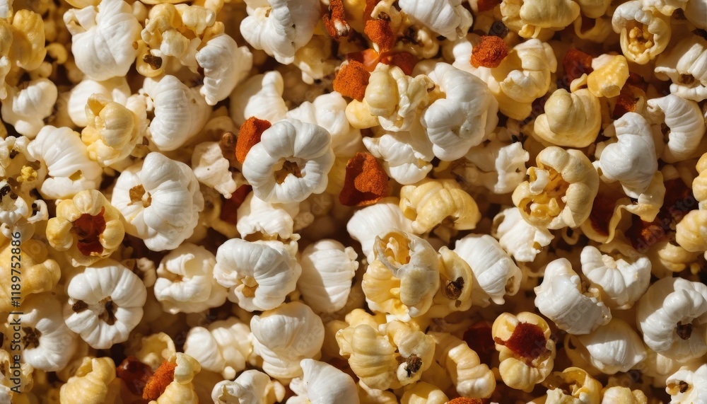 Close-up of popcorn with spice mix. Close-up of popcorn with spice mix.