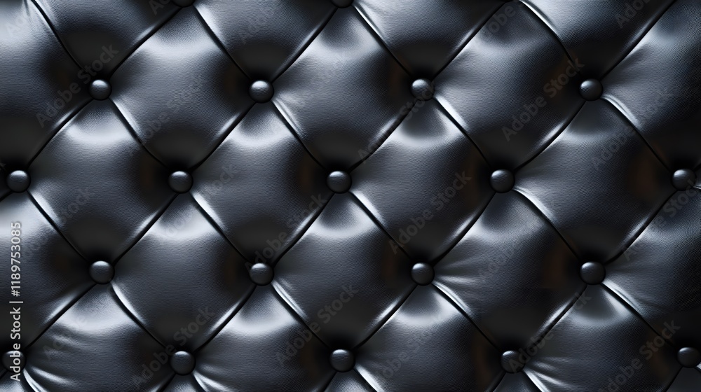 Black Leather Upholstery with Button Tufting Black Leather Upholstery with Button Tufting