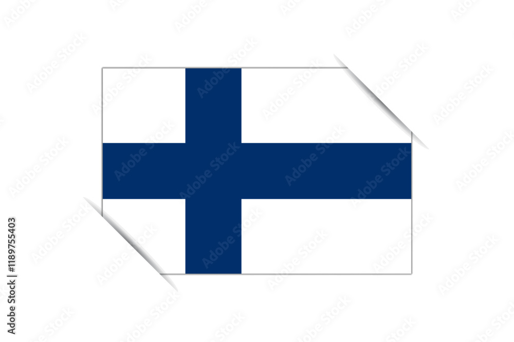Finland flag - rectangle colorful flag representing a country cultural identity and heritage. The essence of national pride and unity. Attached by the corners in a paper album Finland flag - rectangle colorful flag representing a country cultural identity and heritage. The essence of national pride and unity. Attached by the corners in a paper album