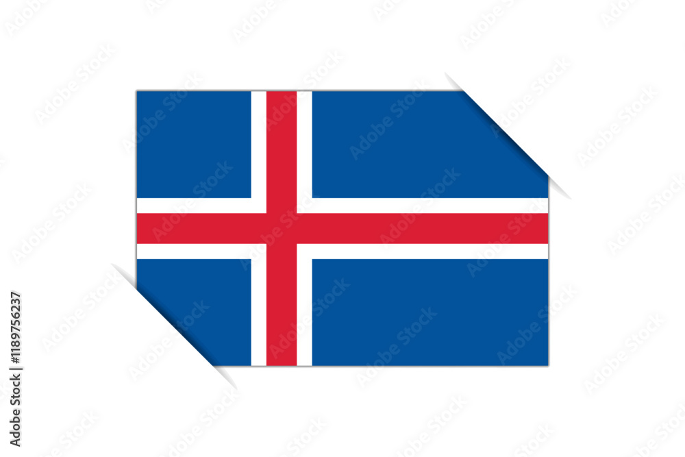 Iceland flag - rectangle colorful flag representing a country cultural identity and heritage. The essence of national pride and unity. Attached by the corners in a paper album Iceland flag - rectangle colorful flag representing a country cultural identity and heritage. The essence of national pride and unity. Attached by the corners in a paper album