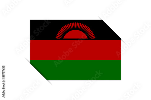 Free Download Malawi flag - rectangle colorful flag representing a country cultural identity and heritage. The essence of national pride and unity. Attached by the corners in a paper album - GFXLoad