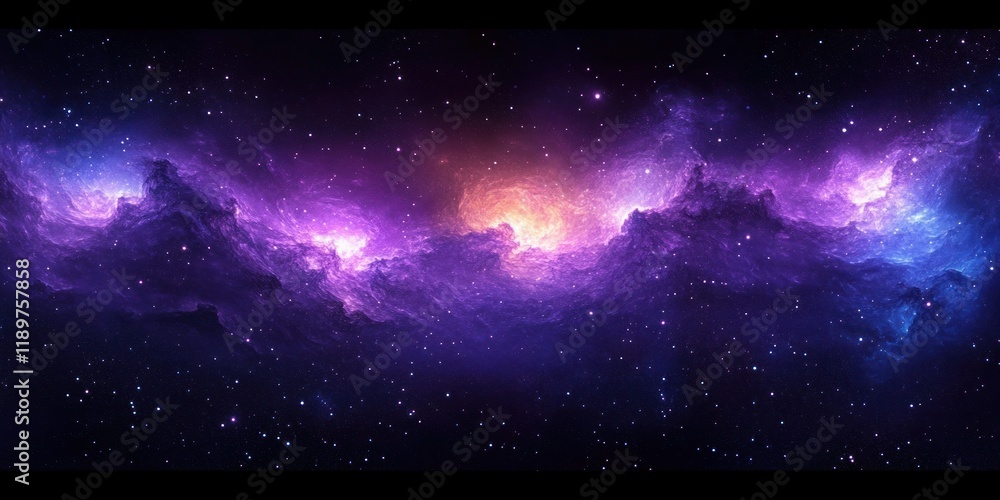 Fototapeta premium Vibrant Cosmic Landscape Swirling Galaxies Nebula Stars Space Background Equirectangular Projection HDRI Panoramic View
