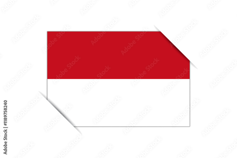 Monaco flag - rectangle colorful flag representing a country cultural identity and heritage. The essence of national pride and unity. Attached by the corners in a paper album Monaco flag - rectangle colorful flag representing a country cultural identity and heritage. The essence of national pride and unity. Attached by the corners in a paper album