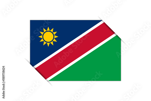 Namibia flag - rectangle colorful flag representing a country cultural identity and heritage. The essence of national pride and unity. Attached by the corners in a paper album Free Download Namibia flag - rectangle colorful flag representing a country cultural identity and heritage. The essence of national pride and unity. Attached by the corners in a paper album - GFXLoad
