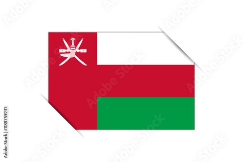 Oman flag - rectangle colorful flag representing a country cultural identity and heritage. The essence of national pride and unity. Attached by the corners in a paper album