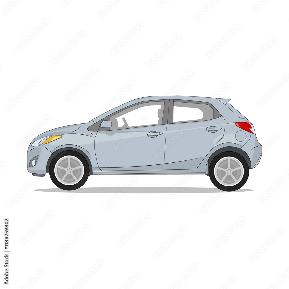 Ilustración de un automóvil plateado visto de costado Ilustración de un automóvil plateado visto de costado