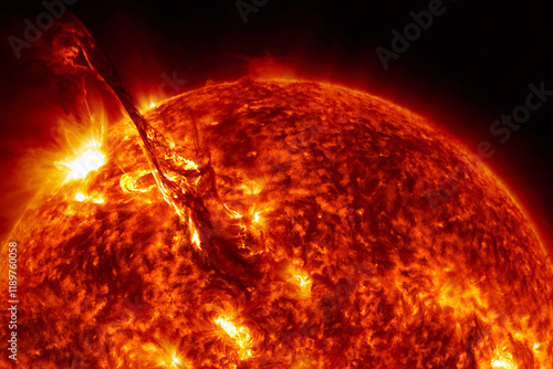 Fototapeta Naklejka Na Ścianę i Meble -  Sun on a dark background. Elements of this image furnished by NASA