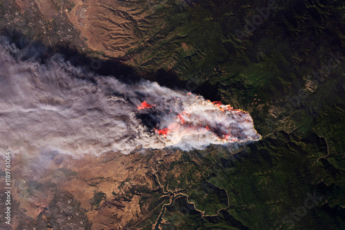 Forest fires, view from space. Elements of this image furnished by NASA