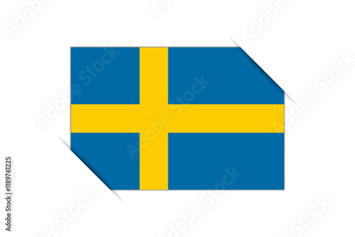 Sweden flag - rectangle colorful flag representing a country cultural identity and heritage. The essence of national pride and unity. Attached by the corners in a paper album