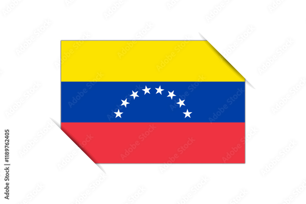 Venezuela flag - rectangle colorful flag representing a country cultural identity and heritage. The essence of national pride and unity. Attached by the corners in a paper album Venezuela flag - rectangle colorful flag representing a country cultural identity and heritage. The essence of national pride and unity. Attached by the corners in a paper album