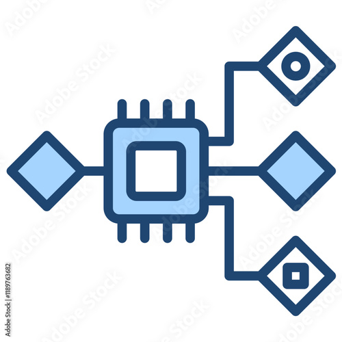 Data Augmentation Icon Lineal Blue Style