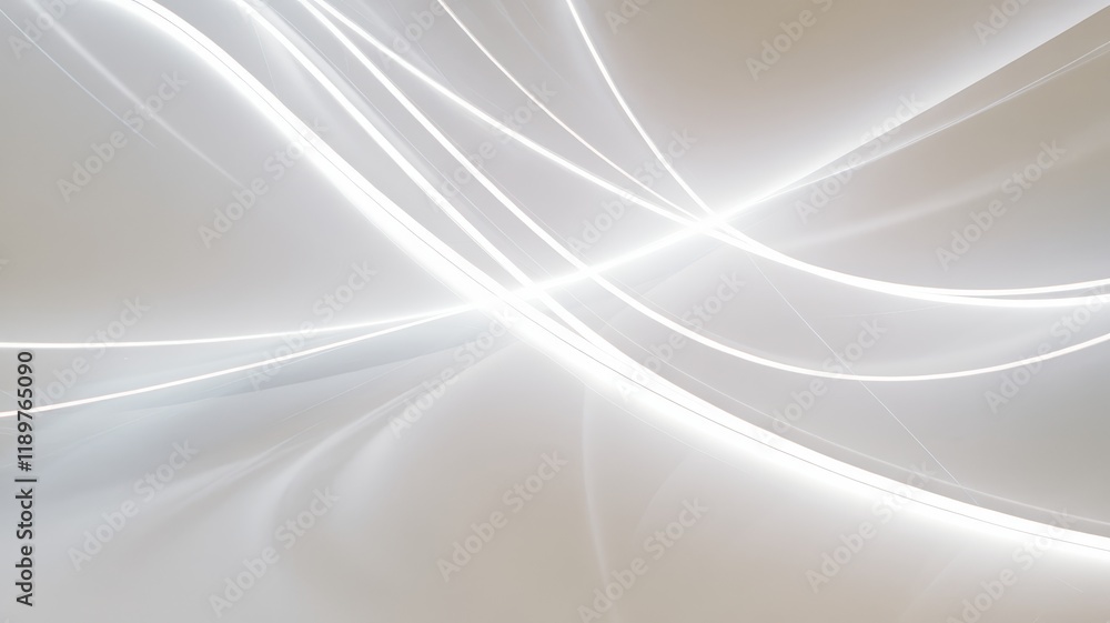 Fototapeta premium A serene abstract light pattern in soft white tones, creating a soothing and ethereal atmosphere with flowing lines and gentle curves.