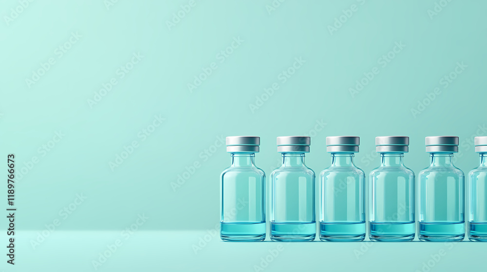 Glass vials with a modern medical background Glass vials with a modern medical background