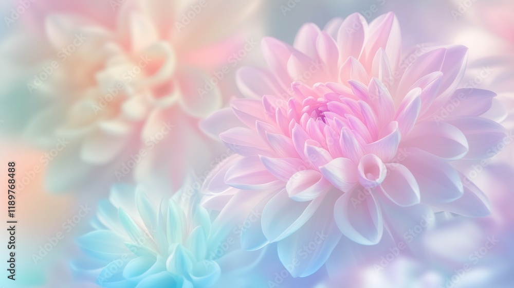Obraz premium Soft pastel floral blossom with gentle hues and layers. Spring awakening concept.