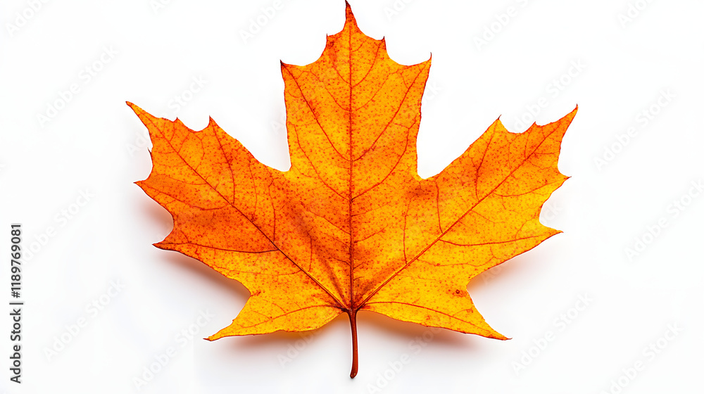 Obraz premium A close-up photograph of a single maple leaf showing its intricate details
