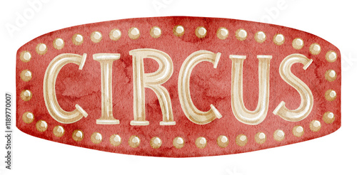 Wallpaper Mural Circus in red and gold tones created in watercolor. Signage for Carnival design. Illustration of text in vintage style. Drawing of Banner for traditional festival design. Torontodigital.ca