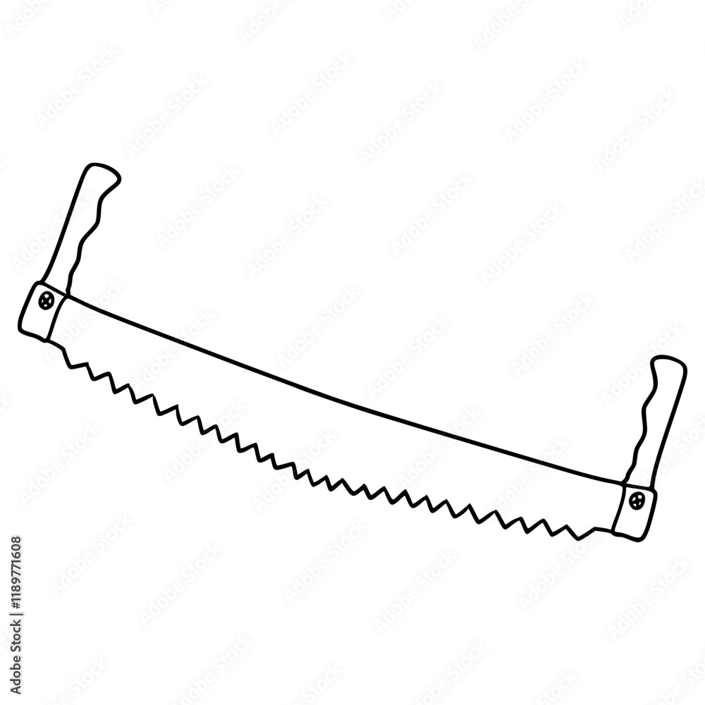 Fototapeta premium two man saw illustration hand drawn outline vector