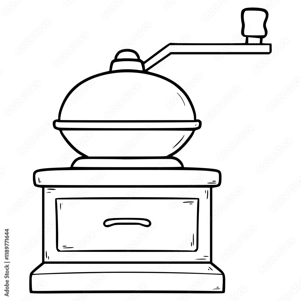 manual coffee grinder illustration hand drawn outline vector manual coffee grinder illustration hand drawn outline vector