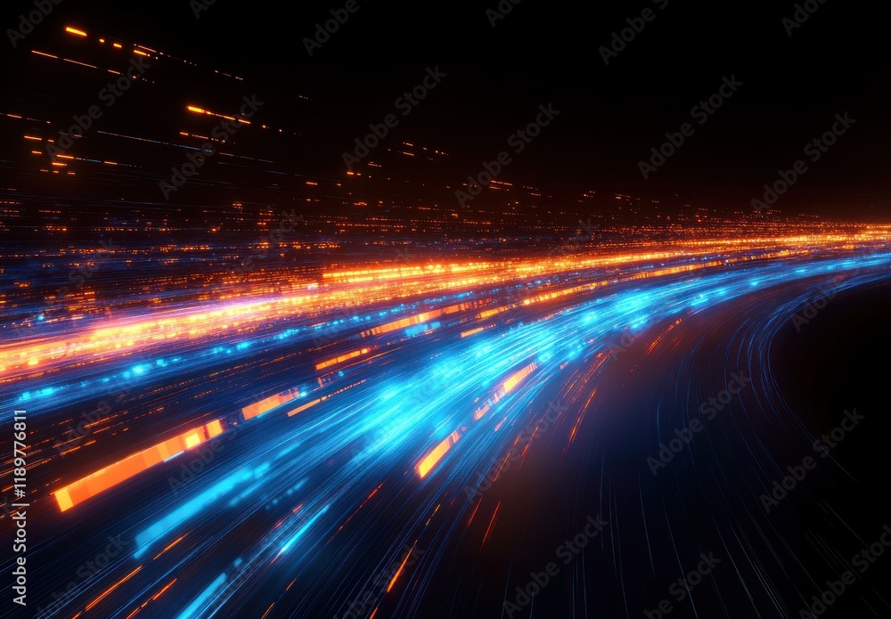 Futuristic Digital Landscape with Vibrant Light Trails and Dynamic Composition Futuristic Digital Landscape with Vibrant Light Trails and Dynamic Composition