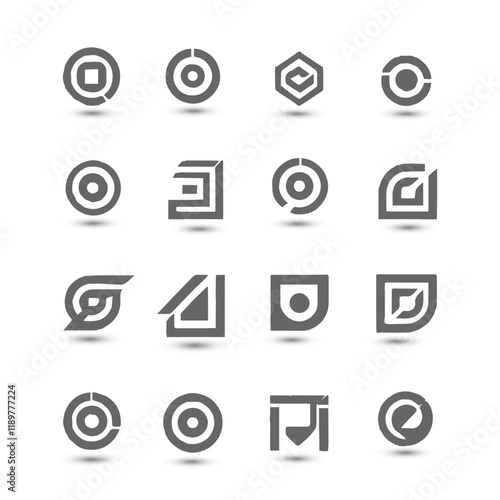 Set icon shape design abstract geometric graphic elements, Refraction and distortion glass effect various form,