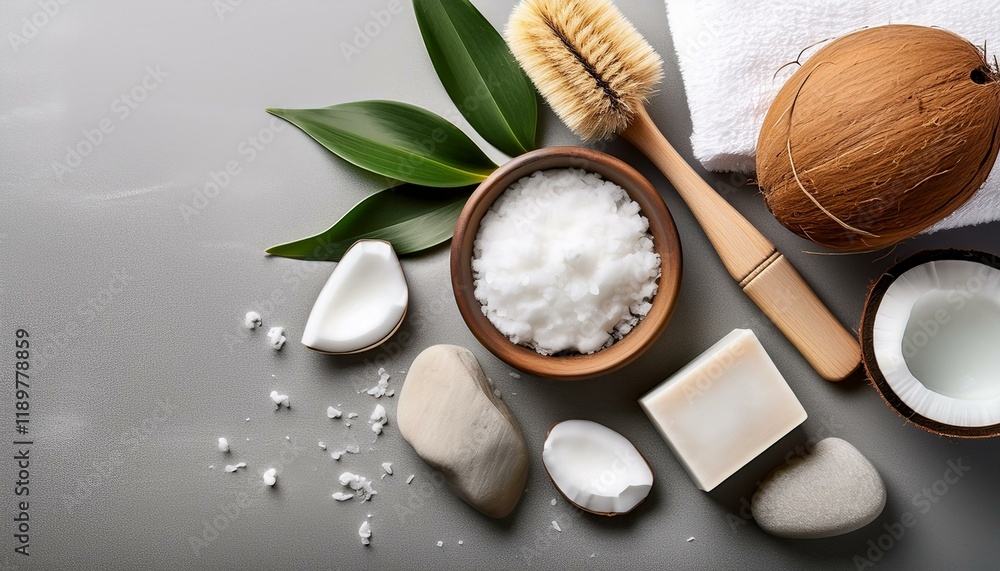 Relaxing spa treatment with coconut and sea salt. Relaxing spa treatment with coconut and sea salt.