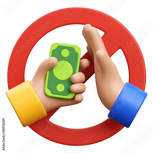 3d render no bribe icon